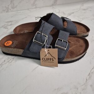 Cliffs by WHITE MOUNTAIN Men’s Blue Dual Buckle Slide Sandals